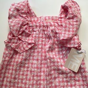 MILA & EMMA NWT Pink Gingham Plaid Eyelet Lace Embroidered Dress Size 4T